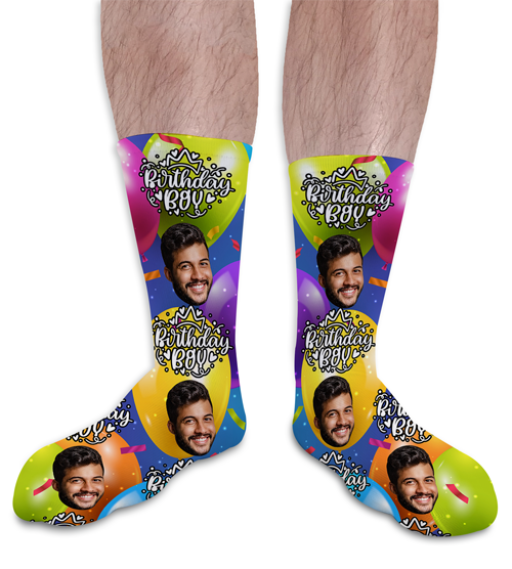 Birthday Boy Personalised Photo Socks 