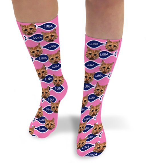 Personalised Pet Photo Socks Cat 