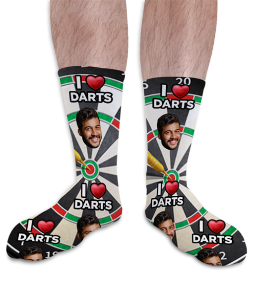 I Love Darts Personalised Photo Socks