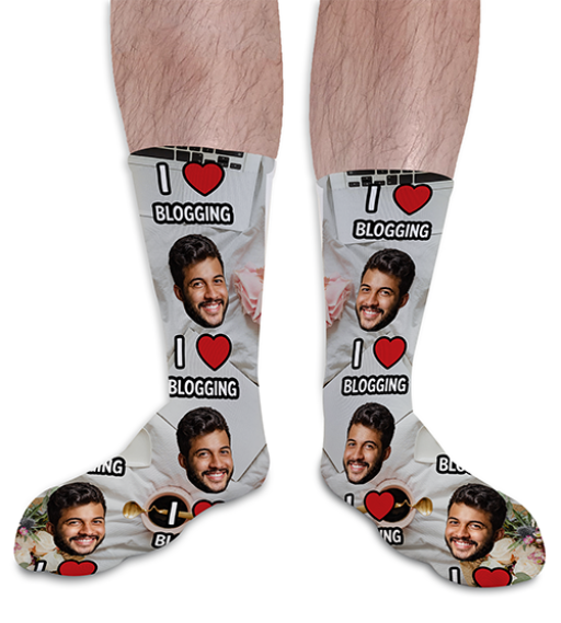 I Love Blogging Personalised Photo Socks