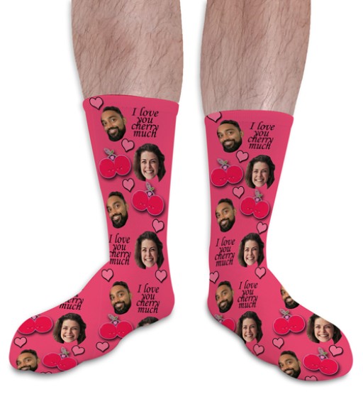 I Love You Cherry Much Valentines Day Personalised Socks