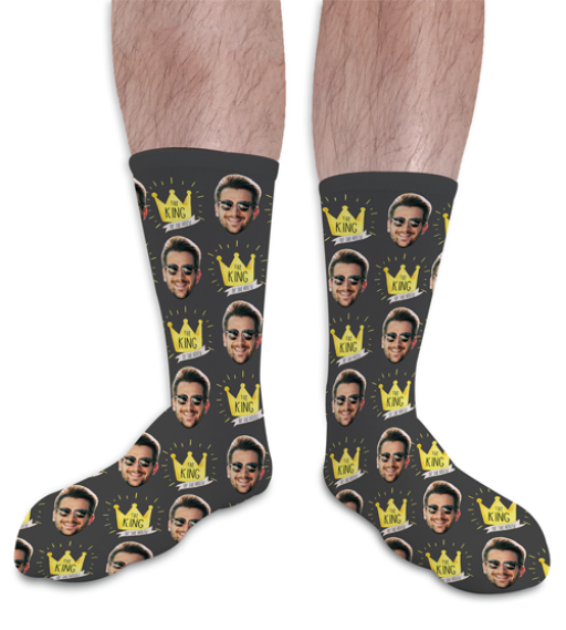 King Of The House  Fathers Day Personalised Photo Socks 