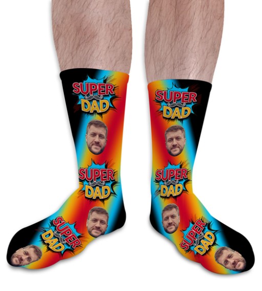 Super Dad 4 Fathers Day Personalised Photo Socks 
