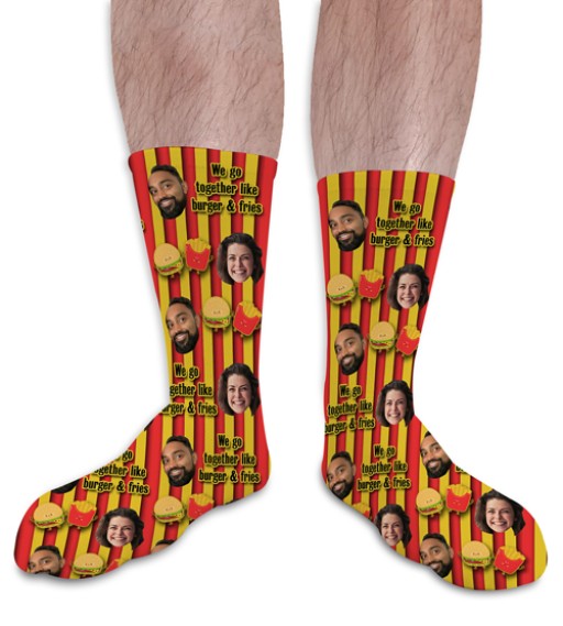We Go Together Like Burger & Fries Valentines Day Personalised Socks