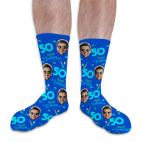 Birthday & Add Their Age Chamagne Personalised Photo Socks 