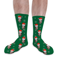 Personalised People Socks Santa Hat Photo Socks Dark Green
