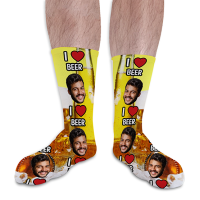 I Love Beer Personalised Photo Socks