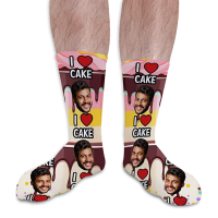 I Love Cake Personalised Photo Socks
