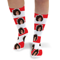 Stripey Personalised Photo Socks White Stripes