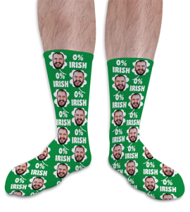 St Patricks Day Personalised Photo Socks 0% Irish