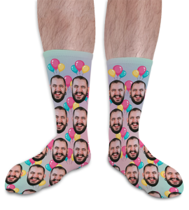 Birthday Balloons Personalised Photo Socks 