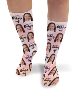 Happy Birthday Relatives Hearts Personalised Photo Socks 