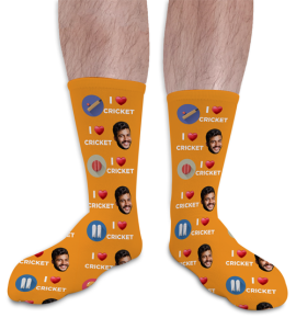 I Love Cricket Personalised Photo Socks
