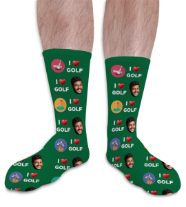 I Love Golf Personalised Photo Socks