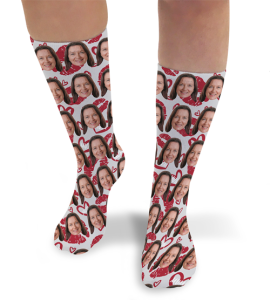 Mothers Day Hearts & Kisses Personalised Photo Socks 