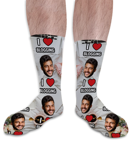 I Love Blogging Personalised Photo Socks