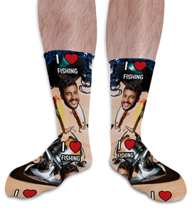 I Love Fishing Personalised Photo Socks