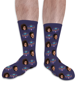 Just Married Purple Personalised Photo Socks