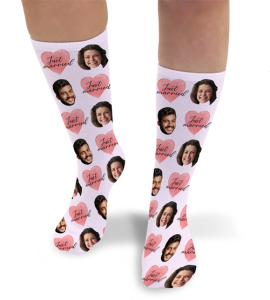 Just Married Personalised Photo Socks Wedding