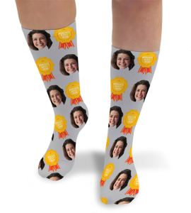 Mothers Day Gold Ribbon Personalised Photo Socks 