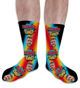 Super Dad 4 Fathers Day Personalised Photo Socks 
