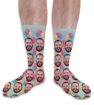 Birthday Balloons Personalised Photo Socks 