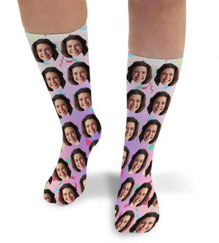 Birthday Confetti Personalised Photo Socks 