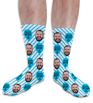 Birthday Stripes Personalised Photo Socks 
