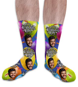 Birthday Boy Personalised Photo Socks 