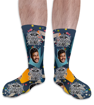 Birthday King Personalised Photo Socks 