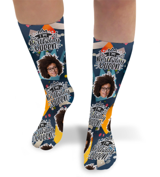 Birthday Queen Personalised Photo Socks