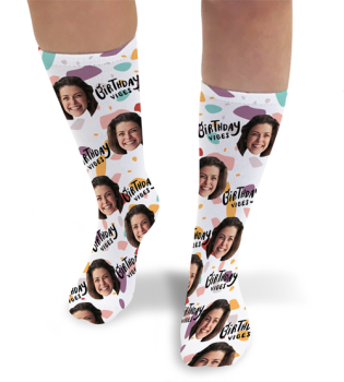 Birthday Vibes Personalised Photo Socks 