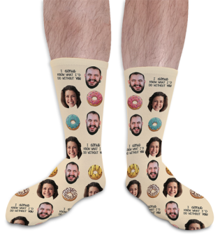 Donut What I'd Do Without You Valentines Day Personalised Socks