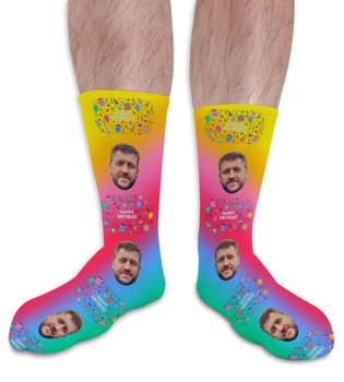 Happy Birthday 3 Personalised Photo Socks 