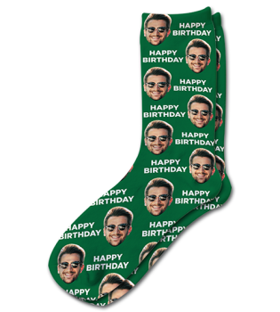 Photo & Message Birthday Personalised Photo Socks Dark Green
