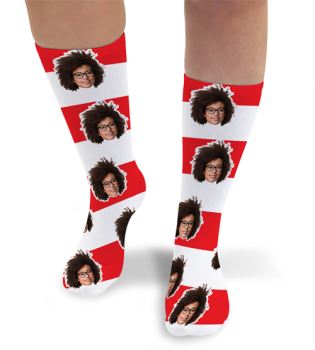 Stripey Personalised Photo Socks White Stripes