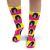 Stripey Personalised Photo Socks Yellow & Bright Pink Stripes