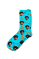 Birthday & Add Their Age Blue Personalised Photo Socks 