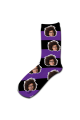 Stripey Personalised Photo Socks Black & Purple Stripes