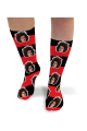 Stripey Personalised Photo Socks Black & Red Stripes