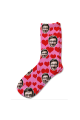 Love Hearts Valentines Day Personalised Photo Socks Light Pink