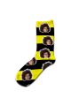 Stripey Personalised Photo Socks Yellow & Black Stripes