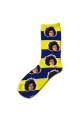 Stripey Personalised Photo Socks Yellow & Navy Stripes