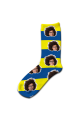 Stripey Personalised Photo Socks Yellow & Royal Blue Stripes